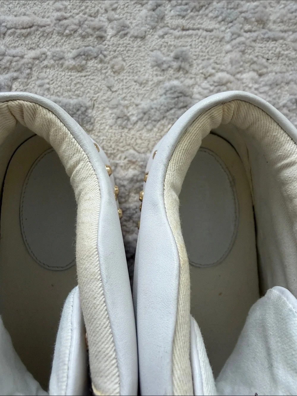 Michael Kors White High-Top Sneakers with Gold Hardware